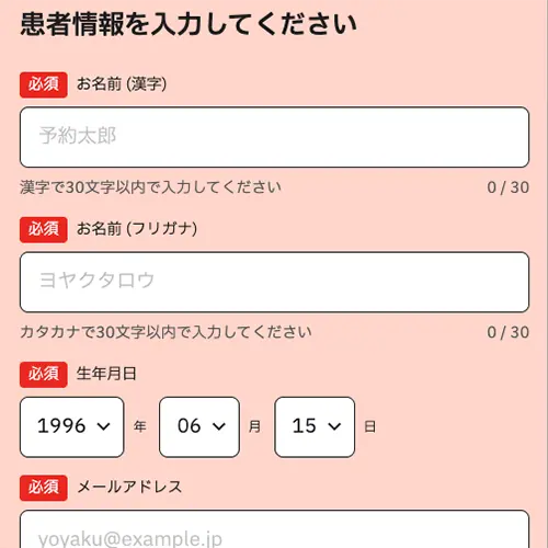 患者情報入力画面